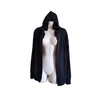 Hoodie Long Sleeve Open Cardigan Sweater Size XS Black New